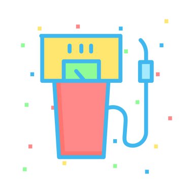 Meme renkli noktalar beyaz zemin üzerine parlak benzin pompası 