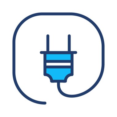 Beyaz arka plan üzerinde izole daire mavi fiş