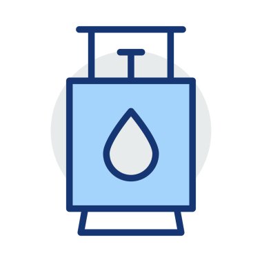 Beyaz arka plan üzerinde izole mavi ve gri renklerde damla ile benzin istasyonu