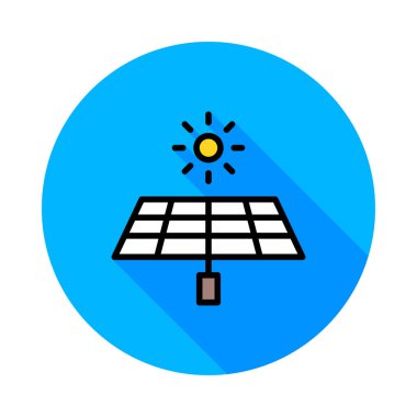 Güneş pili güneş beyaz arka plan üzerinde daire ile