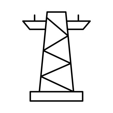 İnce çizgi uzun boylu güç istasyonu beyaz arka plan üzerinde izole