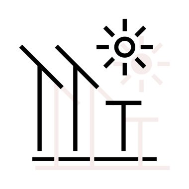 Güneş panelleri ile bej gölge beyaz zemin üzerine izole güneş