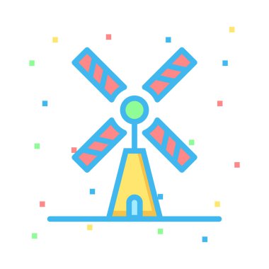 Renkli noktalar beyaz zemin üzerine yel değirmeni 