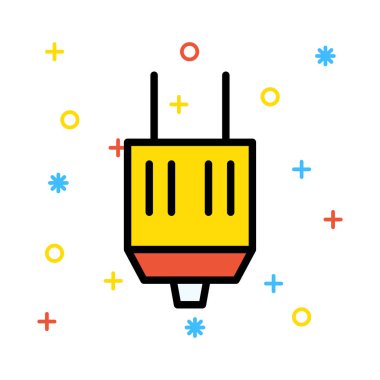 Sarı ve kırmızı renkli semboller ile beyaz arka plan üzerinde fiş