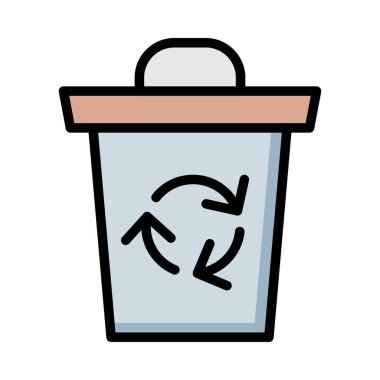 Beyaz arka plan üzerinde izole kahverengi ve gri geri dönüşüm kutusu