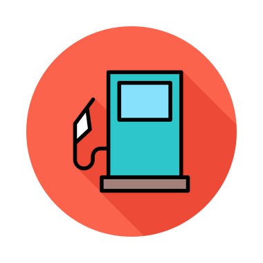 Daire beyaz zemin üzerine mavi benzin istasyonu