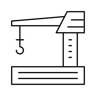 Beyaz arka plan üzerinde izole ince çizgi Kargo Vinç