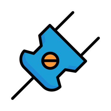 Beyaz arka plan üzerinde izole sarı daire mavi fiş