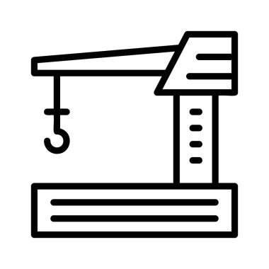 Beyaz arka plan üzerinde izole siyah anahat vinç