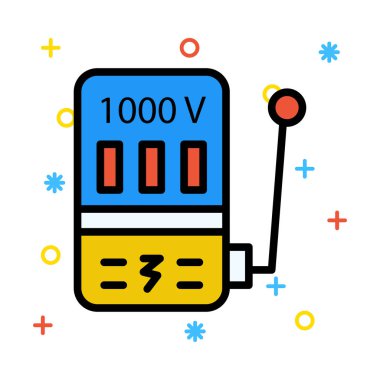Mavi ve sarı dönüştürücü renkli semboller ile beyaz arka plan üzerinde kolu ile