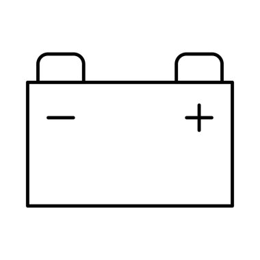 İnce çizgi büyük pil ile artı ve eksi beyaz arka plan üzerinde izole sembolleri