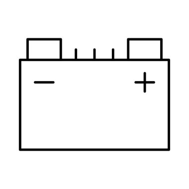 İnce çizgi geniş batarya ile artı ve eksi beyaz arka plan üzerinde izole sembolleri