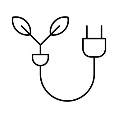 İnce çizgi eko enerji ile fiş üzerinde izole beyaz arka plan