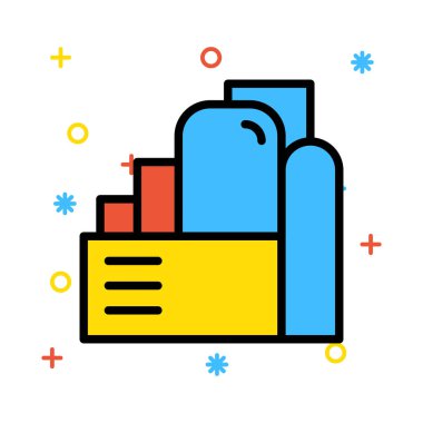 Renkli semboller beyaz zemin üzerine kırmızı, sarı ve mavi fabrika