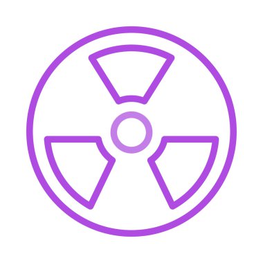 Beyaz arka plan üzerinde izole mor radyoaktif işareti anahat