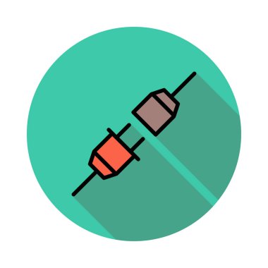 Kırmızı beyaz arka plan üzerinde daire bağdaştırıcıyla takın