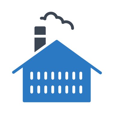 Beyaz arka plan üzerinde izole mavi ve gri renklerde sigara fabrikası 