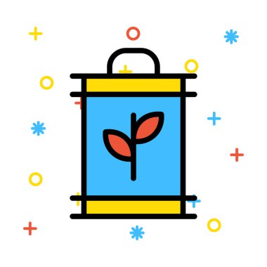 Beyaz arka plan ile renkli semboller yapraklarda ile batarya