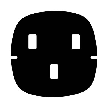 Beyaz arka plan üzerinde izole üç delikli siyah glif soket  