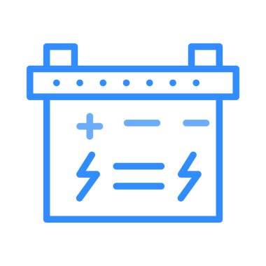 mavi geniş batarya ile artı ve eksi beyaz arka plan üzerinde izole sembolleri 