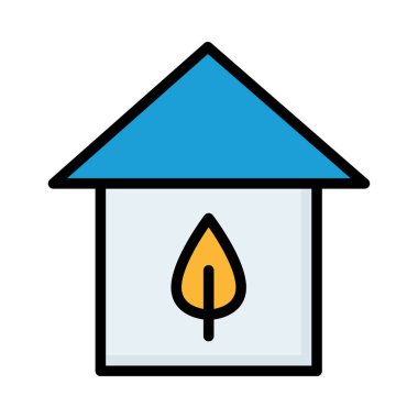 Beyaz arka plan üzerinde izole sarı yaprak ile mavi ve gri ev