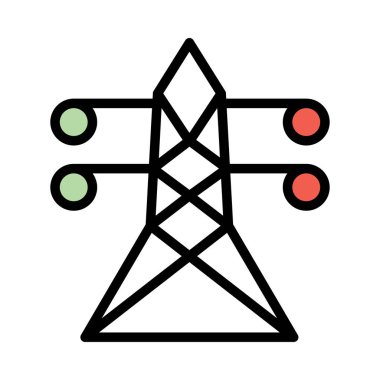 Beyaz arka plan üzerinde izole ışıklı güç hattı