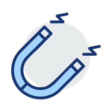 Beyaz arka plan üzerinde izole gri ve mavi renklerde mıknatıs