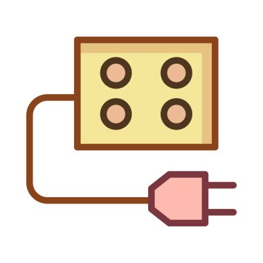 Beyaz arka plan üzerinde izole renkli uzatma kablosu