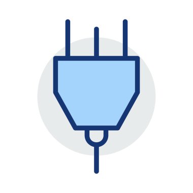 Beyaz arka plan üzerinde izole mavi ve gri renklerde Üçlü fiş