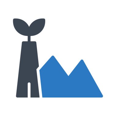 Eko Fabrika beyaz arka plan üzerinde izole mavi ve gri renklerde 