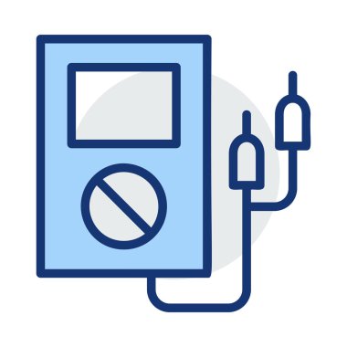 Mavi ve gri renkler beyaz arka plan üzerinde izole kablosu ile güç istasyonu