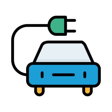 Beyaz arka plan üzerinde izole fiş ile elektrikli otomobil