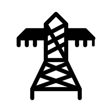 siyah glif hat güç istasyonu beyaz arka plan üzerinde izole 