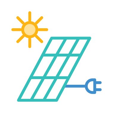 Basit güneş pili güneş beyaz arka plan üzerinde izole