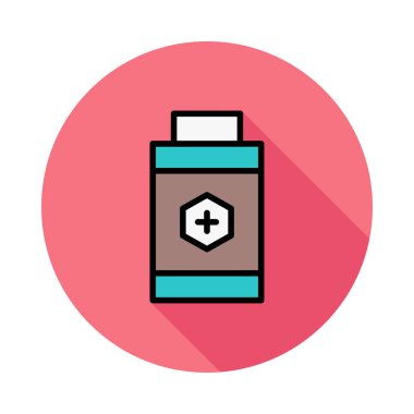 Daire beyaz zemin üzerine mavi ve kahverengi pil