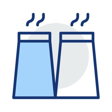 Beyaz arka plan üzerinde izole gri ve mavi renklerde büyük sigara bacaları