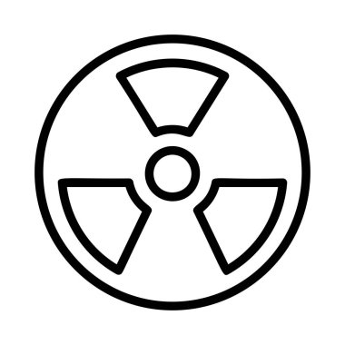 Beyaz arka plan üzerinde izole siyah anahat radyoaktif işareti