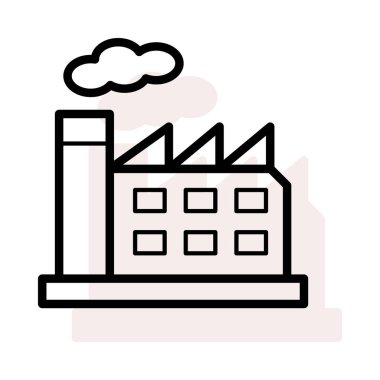 Bej gölge beyaz zemin üzerine izole baca ile fabrika