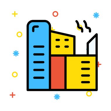 Fabrika renkli semboller ile beyaz arka plan üzerinde sigara