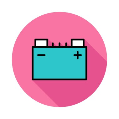 Daire beyaz zemin üzerine mavi büyük akümülatör