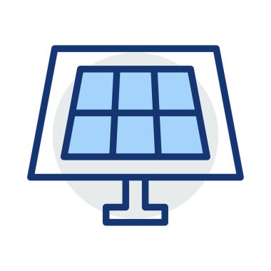 Beyaz arka plan üzerinde izole mavi ve gri renklerde güneş pili