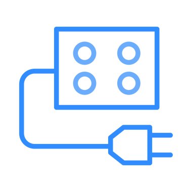 Beyaz arka plan üzerinde izole mavi anahat uzatma kablosu