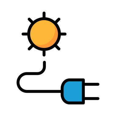 Beyaz arka plan üzerinde izole mavi fiş ile sarı güneş