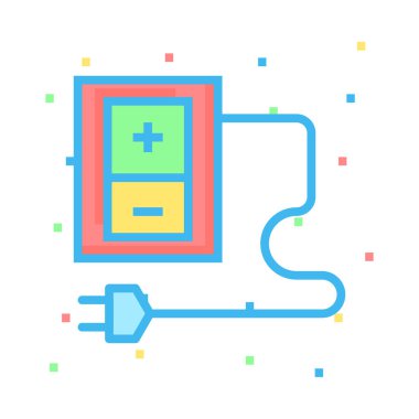 Uzatma kablosu ile renkli noktalar beyaz arka plan üzerinde 