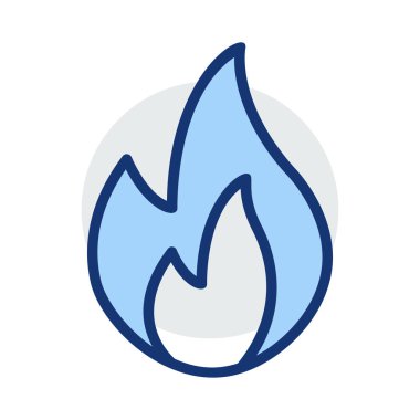 Beyaz arka plan üzerinde izole mavi ve gri renklerde ateş