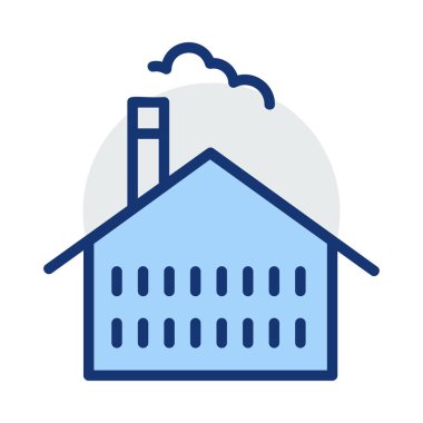 Beyaz arka plan üzerinde izole mavi ve gri renklerde yasaktır baca ile ev