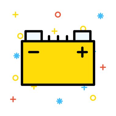 Renkli semboller ile beyaz arka plan üzerinde geniş sarı pil