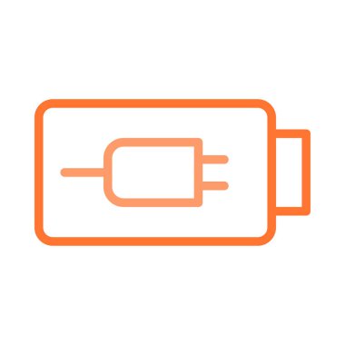 Beyaz arka plan üzerinde izole fiş ile turuncu büyük pil 