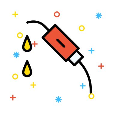 Renkli semboller beyaz zemin üzerine kırmızı benzin yağdanlığı ile yakıt düşer