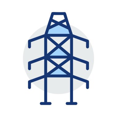 Beyaz arka plan üzerinde izole mavi ve gri renklerde büyük güç hattı